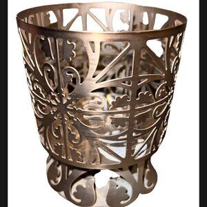 Bath & Body Works Ornate Floral Pedestal Large 3-Wick Candle Holder Bronze